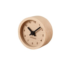 KATOMOKU Muku Mini Clock KM-26BK Round Black Wood Table Clock 3.3 x 3.3 x 1.8 inches (85 x 85 x 46 mm)