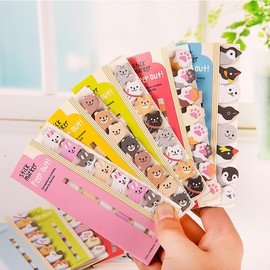 Moin Moin Sticky Notes, Memo Stickers, Hi! Animals, Large Assembly, 8 Types x 120 Sheets Set (Cat Hand, Rabbit, Dog, Lamb, Panda, Bear, Sea Creature, Cat)