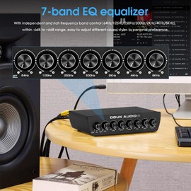 Douk Audio 7 Band Equalizer Balanced EQ Audio Preamp with XLR RCA Input and Output for Home Stereo, Amplifier, Computer Speaker (T7)