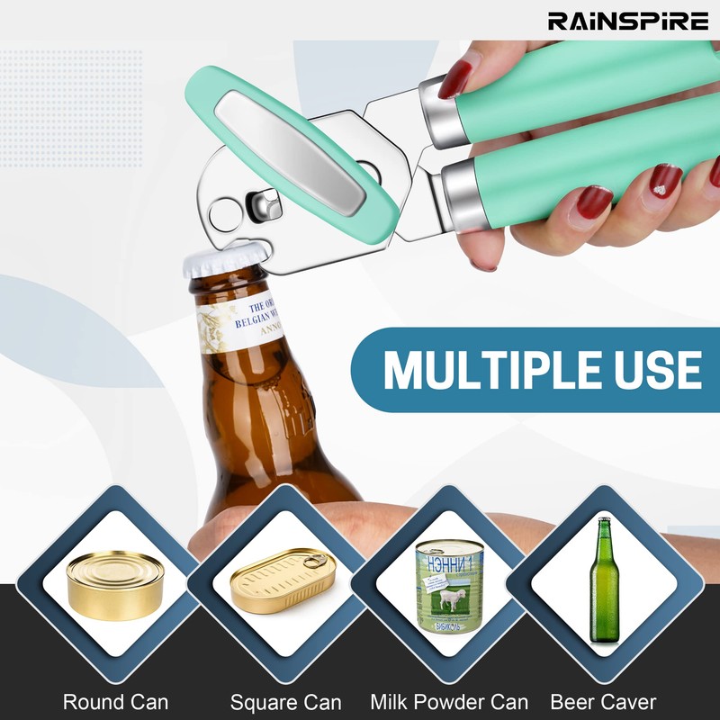 Rainspire Can Opener Manual Handheld Strong Manual Can Opener Smooth