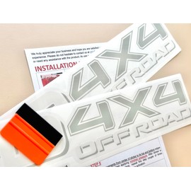 Silver 4x4 Offroad Stickers Replacement Compatible with TRD, Four Wheel Drive Decal Stickers Auto Decor, for Truck Bed, Off Road Vehicle, SUV, Durable & Weatherproof, Size 22x4 inch (Set of 2)