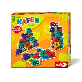 Noris 606012047 - 3 Colourful Beetle Games (Children's Game from 3 Years) - 36 Funny Beetle Building Blocks with 3 Game Ideas for Stacking, Building & Assigning Colours, Toy for Children