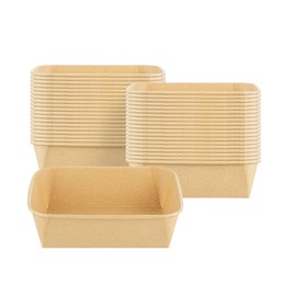 Restaurantware Paper Meal Prep Containers 50 Pack Of 44 oz Disposable Rectangular Food Containers Reusable Freezable Greaseproof Storage Kraft Bowls For Salads, Pasta, Parties, And Holidays