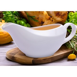 White Ceramic Gravy Boat - 18 oz of Gravy, Perfect for Thanksgiving, Parties, and Weddings