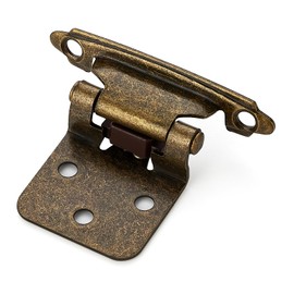 Ravinte 50 Pack 25 Pairs 1/2 inch Overlay Cabinet Hinges Antique Brass Semi-Concealed Cupboard Hinges Face Mount Cabinet Door Hardware Self Closing Cabinet Hinges Decorative Kitchen Cabinet Hinges