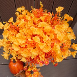 trytuny Artificial Flowers for Outdoor,14 Bundle Fall Realistic Faux Plants UV Resistant Fake Fake Plastic Flowers for Outside Indoor Porch Patio Window Box Planter Home Decor