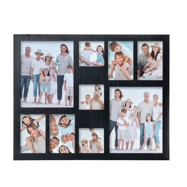 Collage Picture Frame 4x6 8x10 and 4x4 Photos -Large Size 9 Openings Black Picture Frame Wall Decor for Wall Mounting Vertically or Horizontally- Home and Family Display 4x6 8x10 and 4x4