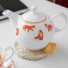 Bicuzat Orange Fox Pattern Tea Set, Ceramic Teapot, Cup &