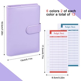 Budget Planner A6 Ring Binder Money Organiser Leather Notebook Folder with Money Envelopes Budget Planner Envelope Organiser Binder with Envelopes 8 Binder Pockets 12 Budget Sheets Finance Planner
