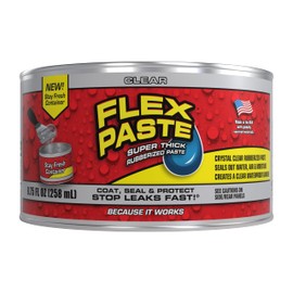 Flex Paste, Waterproof Paintable Putty, Spackle Sealant, Fill Gaps Cracks Holes - Block Out Water and Air - UV Resistant - Walls, Drywall, EPDM, Concrete, Roof, RV Repairs, Clear, Half-Quart