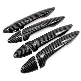 S SIZVER Carbon Fiber Print ABS Plastic Side Door Handle Covers Overlay Compatible with 2006-2013 IS250 / IS350 / ISF Sedan