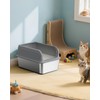 Powools Stainless Steel Cat Litter Box, Metal Kitty Litter Box