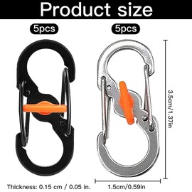 Xrten Pack of 10 S Outdoor Camping Hooks, Mini S Carabiner, S Clip Backpack, S-shaped Carabiner, Stainless Steel Carabiner for Outdoor Camping Home Hiking