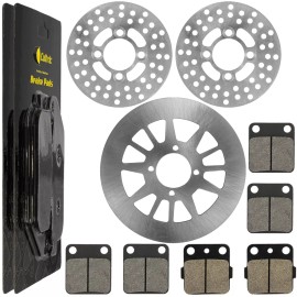 Caltric Front and Rear Brake Disc Rotor w/ Pads for Yamaha Warrior 350 YFM350X 1990-2004