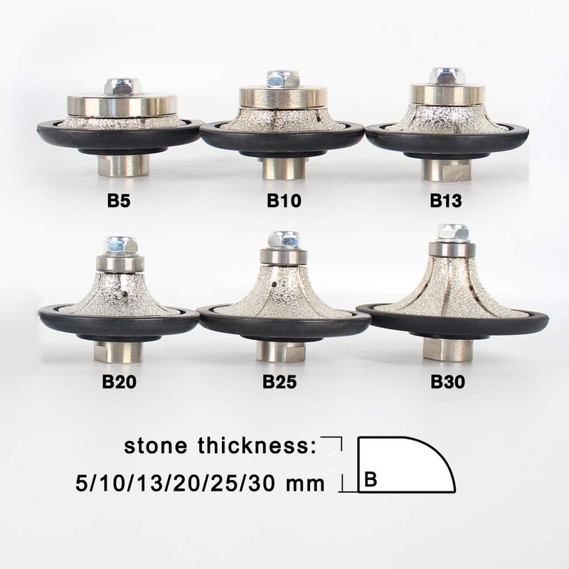 Raizi B25 25mm Demi-bullnose/Roundover Diamond Hand Profiler/Router Bits for Granite