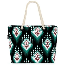 VOID Aztec Pattern Tribal Aztec Art Beach Bag Shopper 58 x 38 x 16 cm 23L XXL Shopping Bag Travel Bag Beach Bag, multicoloured