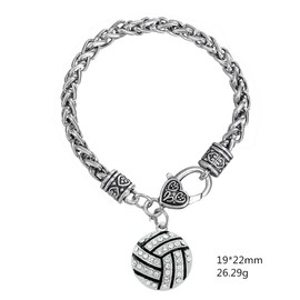 Myshape Enamel Bracelet Volleyball Charm Lobster Clasp Sports Fan Jewelry, enamel, Crystal