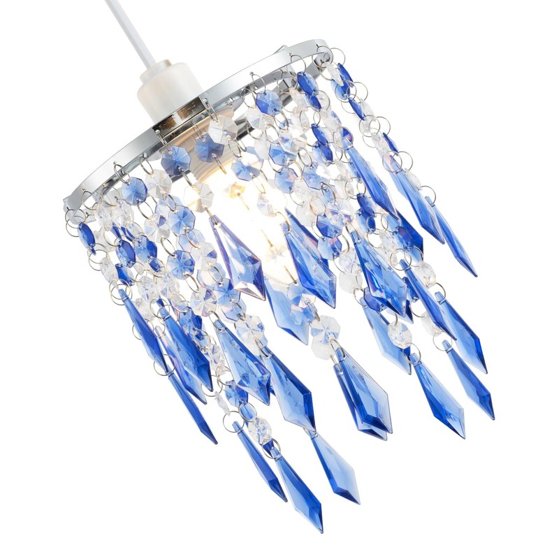 Modern Waterfall Design Easy Fit Pendant Shade with Clear/Midnight Blue