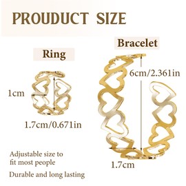 XSDSLS Women's Bangle Golden Cuff Bracelet Rings Adjustable Open Bangle Silver Gold Bracelet Stackable Jewellery for the Wrist, Iron, No Gemstone