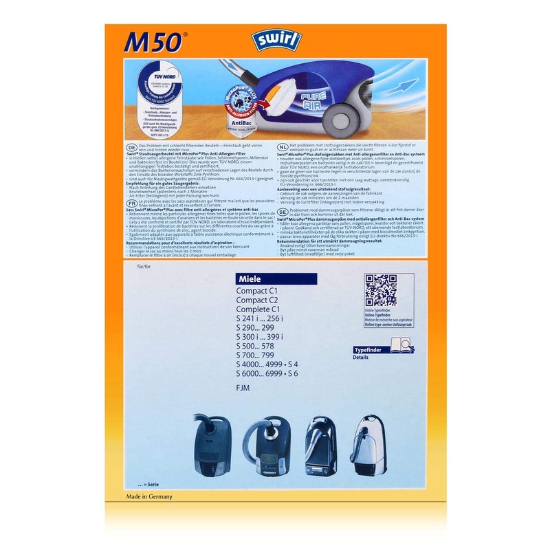 Staubbeutel-Profi Swirl M50 Filter Bags for Miele Tango Plus Pack