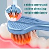 Emoyi 4pack Soft Hair Toothbrush 3-Sides Toothbrushes C Shape for