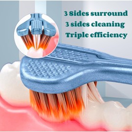 Emoyi 4pack Soft Hair Toothbrush 3-Sides Toothbrushes C Shape for Adults and Children Teeth Care and Gum Care