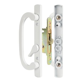 MaxxGeek Sliding Patio Door Handle Set with Mortise Lock, Zinc Diecast, Offset Thumbturn, Fits 1-5/8" to 1-3/4" Door Thick, 3-15/16" Hole Spacing, Non-Handed, White