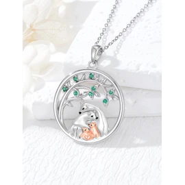 Cargari Mama Bear Family Necklace for Women, 925 Sterling Silver Round Momma Bear Pendant Necklace with 2 Cubs, Birthday Christmas Mother's Day Mama Bears Jewelry Gift