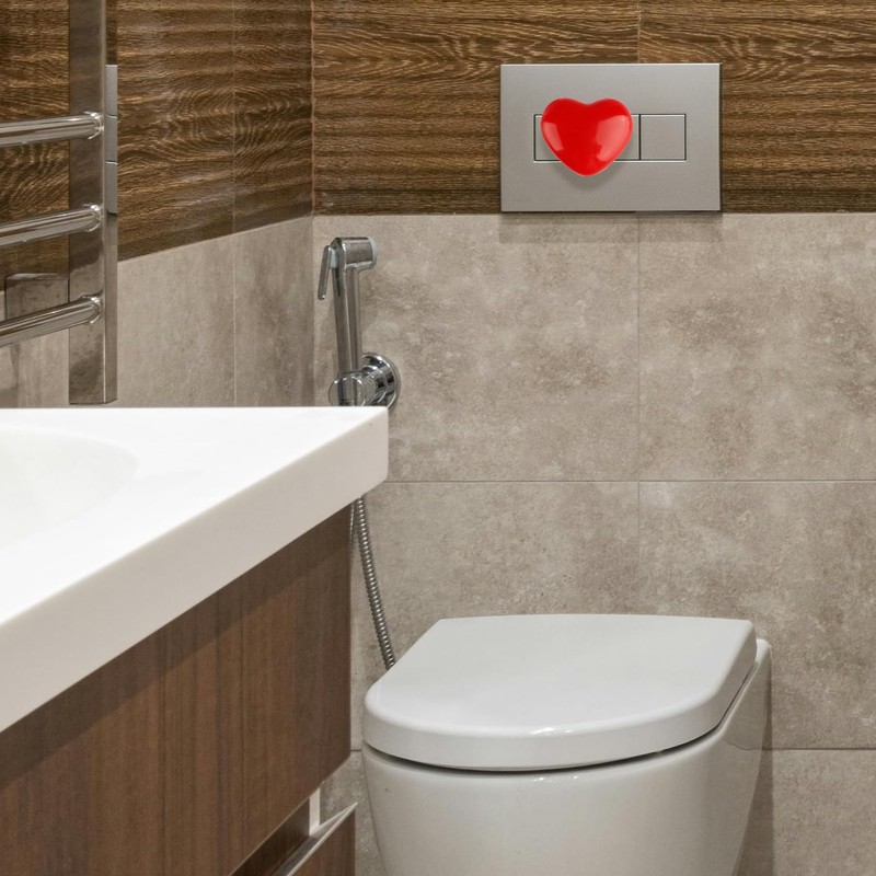 Luckious 4 PCS Heart Shaped Toilet Flush Button Versatile Press