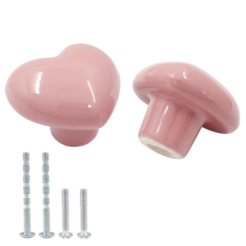 Unlorspy 2 Pieces Ceramic Drawer Knobs, Heart Shape Dresser Knobs,