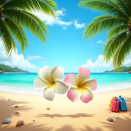 2 Pcs Hawaiian Frangipani Plumeria Foam Head Flower Party Beach Hair Accessories Hair Clips 7cm (White and Pink)