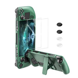 bibuks Bibuks ?Steam Deck Case,Steam Deck OLED Protective Case,Non-Slip Skin Protective Shell Accessories,Steam Deck Case with Kickstand ,2 Screen Protector, 4 Thumb Grip (Green)