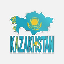Kazakhstan Map Flag Slogan Sticker | Car Bumper, Laptop, Water Bottle, Wall, Window Waterproof Vinyl Sticker Decal