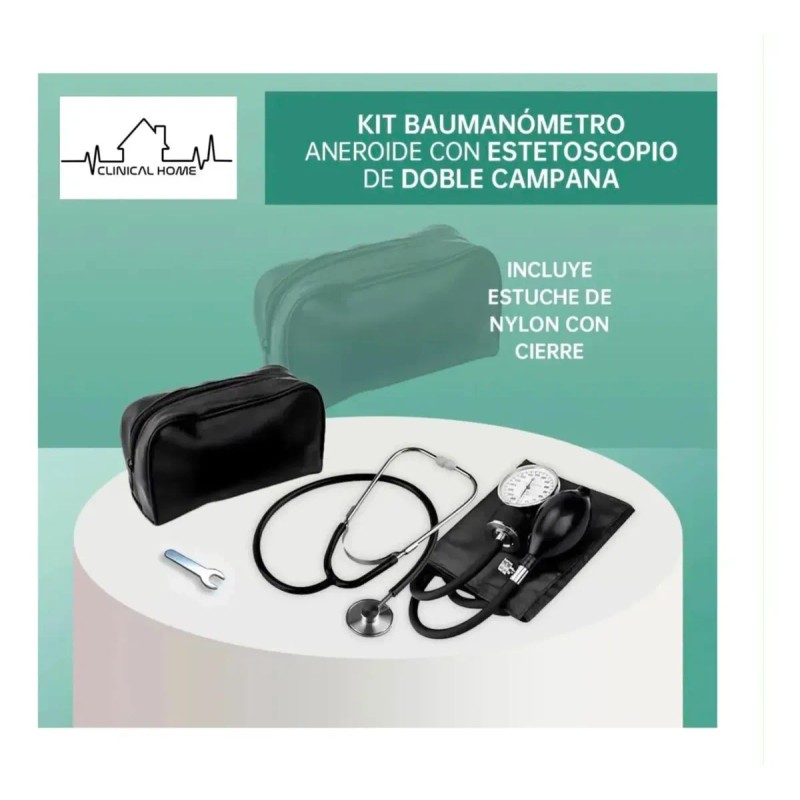 Baumanómetro manual con estetoscopio, oxímetro y termómetro – Clinical Home