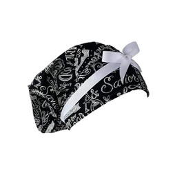 Bouffant Medical Scrub Cap – Lamb of The Lord Black. -Bouffant Medical Cap and Sweatband Ponytail Pouch Tie Back Hats Bouffant Scrub Hats Turban Hats. Nurses Hats Ponytail Holder Dr. Hats. Long Hair
