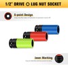 BOEN 1/2" Drive Wheel Protector Impact Socket, Non-Marring Lug Nut