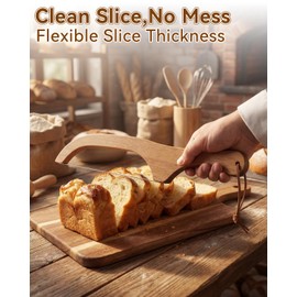 Premium Bread Knife & Cutting Board Set for Sourdough – Includes Sharp Sourdough Knife, Wooden Bread Board & Reusable Bread Bag – Easy Adjustable Thickness Bread Slicer for Homemade Artisan Loaves