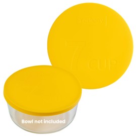 Yodecy Silicone Bowl Lid fit Pyrex Glass Bowls 7402-PC 7 Cup, Yodecy Silicone Bowl Lid fit Anchor Hocking Glass Bowls 7402-PC 7 Cup,Replacement Lids(1 Pack Yellow)(Container not Included)