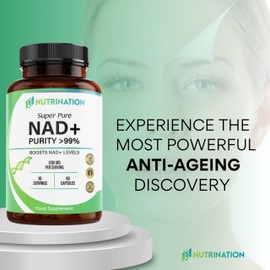 NAD Supplements UK 1200mg | Super Pure 99.5% Nicotinamide Adenine Dinucleotide | 60 High-Strength Capsules | NAD+ Supplement for Anti-Aging, Boost Energy Levels & Cellular Health | Vegan & Non-GMO