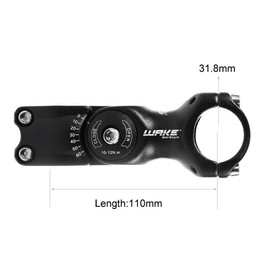FOMTOR Bike Adjustable Stem 31.8mm 0~60 Degree WAKE Adjustable Handlebar Stem for Mountain Bike Road MTB (31.8mm x 110mm,Black)