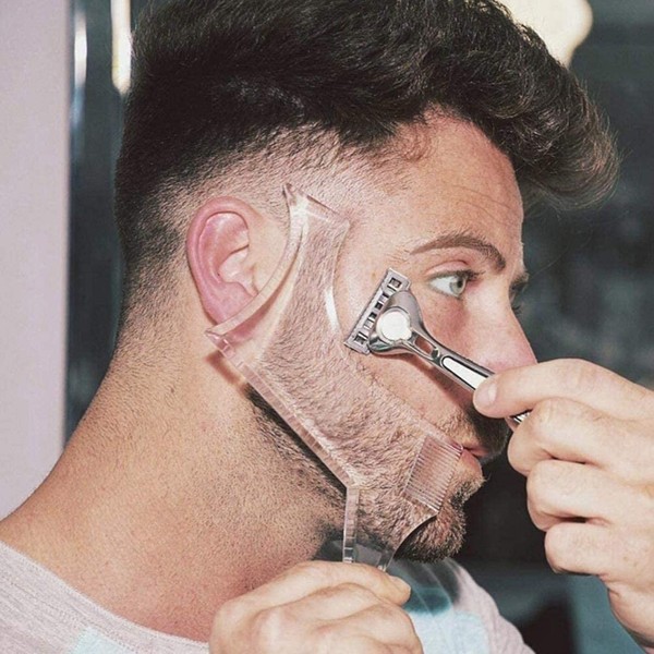 Men's Beard Shaping Tool With Inbuilt Comb Transparent Template Styling