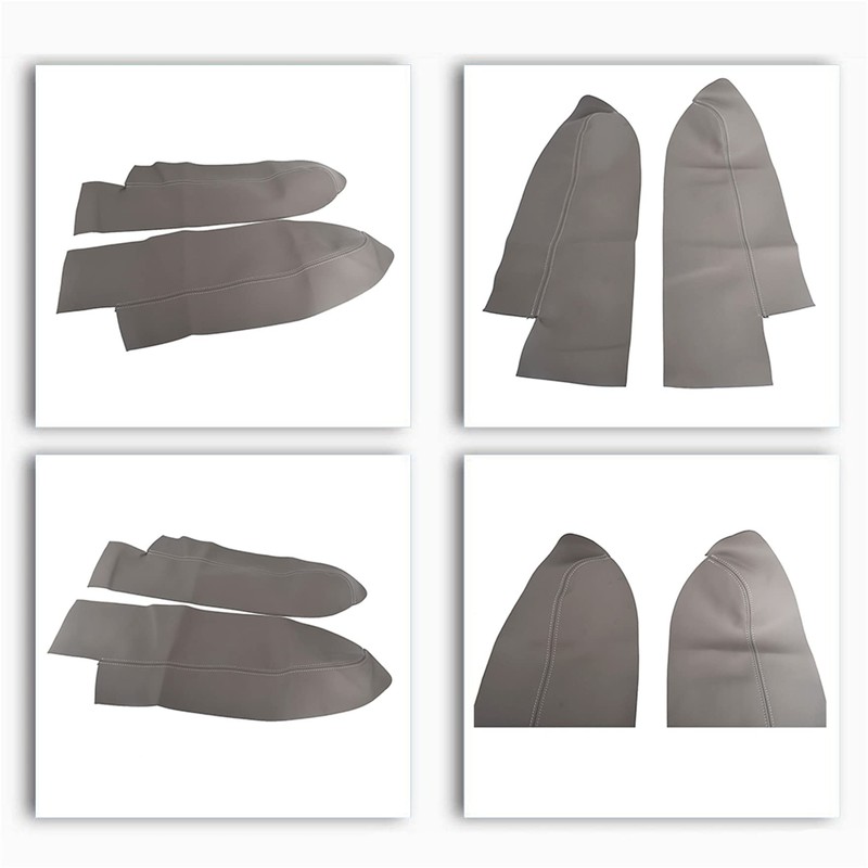 waltyotur 2 Pcs Gray Front Door Panels Armrest Leather Cover