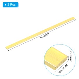 PATIKIL 1/8 x 1/2 x 12" H59 Brass Flat Bar, 2 Pcs Solid Flat Mill Stock for Crafting Maintenance Electrical Architectural Decoration, Brass