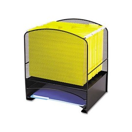 Safco® Mesh Desktop Hanging File, 3 Sections, Steel, 13 1/2w x 10 5/8d x 15 1/4h, Black