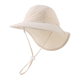 XIAOHAWANG Baby Sun Hat UV Protection Children's Sun Hat with Neck Protection Summer Hat Waterproof Breathable Summer Peaked Cap for Girls Boys, beige