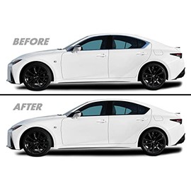 SlickMod Chrome Delete Blackout Vinyl Overlay for 2021-2022 Lexus is Window Trim (1. Window & Mirror Trim, Matte Black)