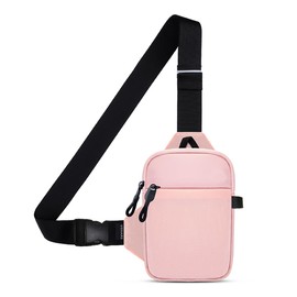 USHAKE Mini Sling Bag for Men Women - Small Crossbody Bag Casual Phone Chest Bag for Hiking Traveling Gifting, Light Pink