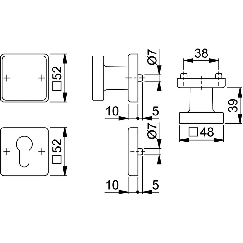 HOPPE Austin Fire Protection Interchangeable Set Door Handle + Door