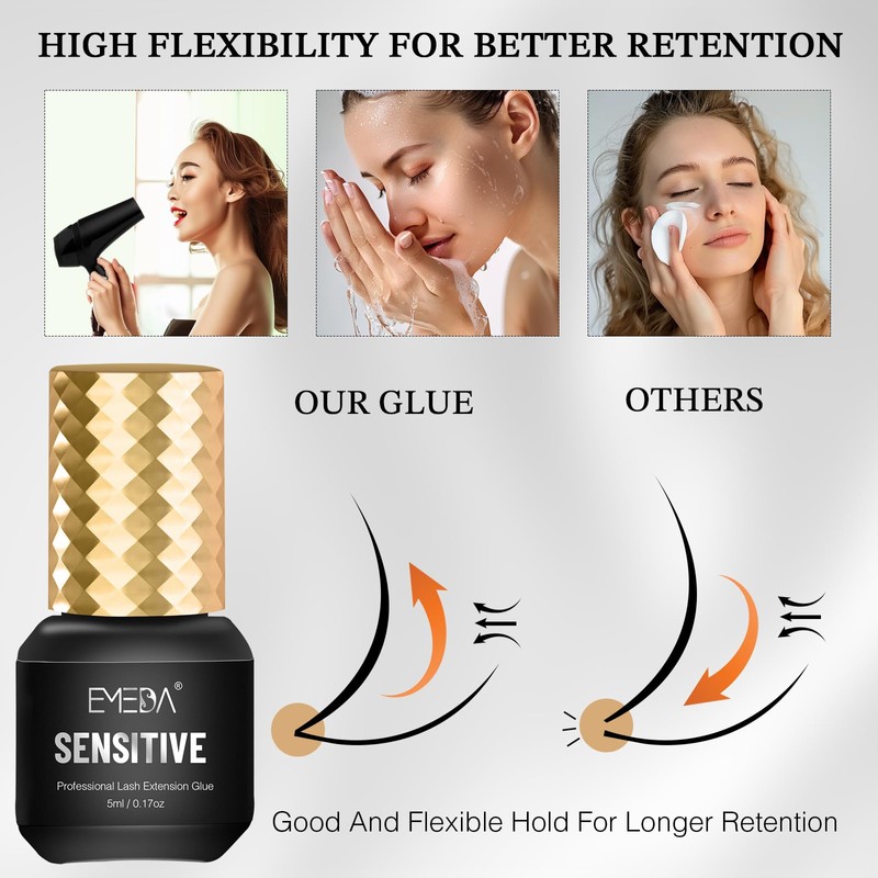 EMEDA Sensitive Lash Extension Glue - 0.5s Fast Drying Individual