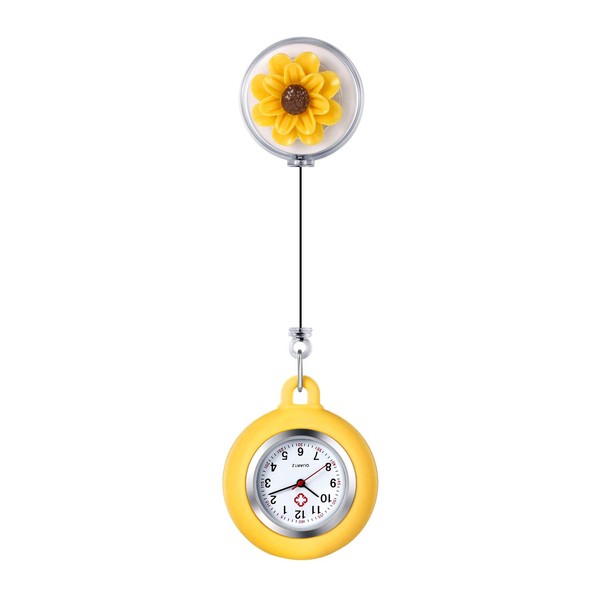 Lancardo Women's Nurse Clip on Watch Cute Flower Lapel Hanging